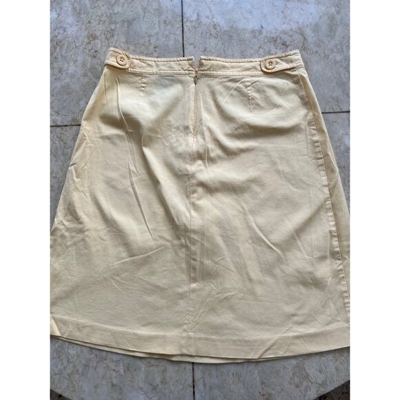 Vintage Style Beige A-Line Skirt With Pleated Back Detail & Button Accents size - Picture 3 of 5